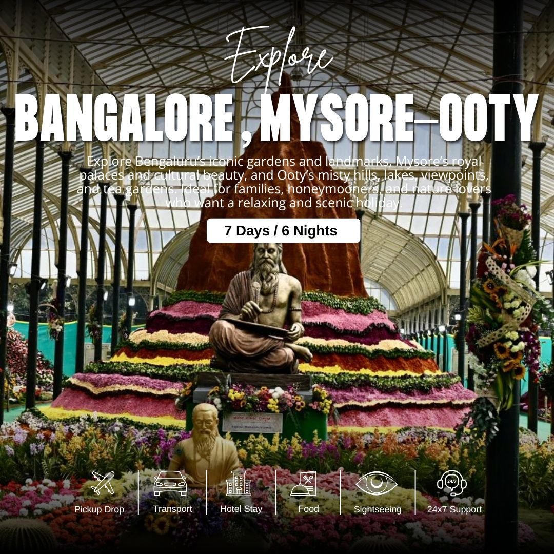 Bangalore – Mysore – Ooty Tour Package 7 Days 6 Nights
